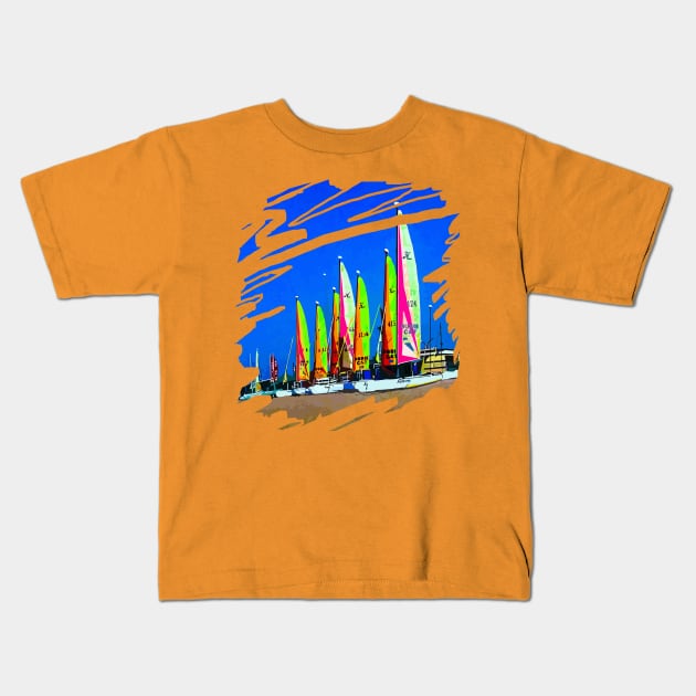 Multicolored sails against the sky Kids T-Shirt by Evgeniya